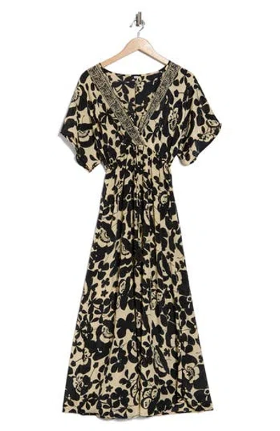La Fiorentina Floral Surplice V-neck Maxi Dress In Multi