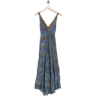 La Fiorentina Floral V-neck Maxi Dress In Purple