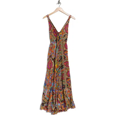 La Fiorentina Floral V-neck Maxi Dress In Red