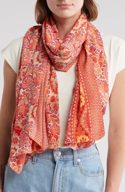 La Fiorentina Floral Wrap In Orange