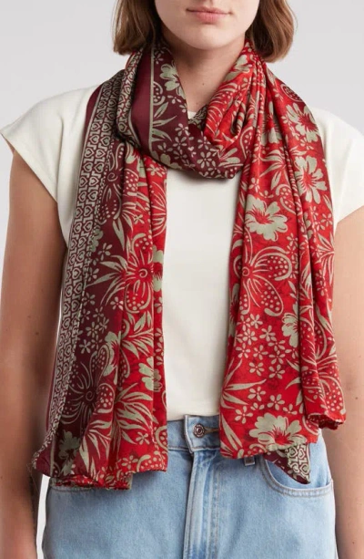 La Fiorentina Floral Wrap In Red