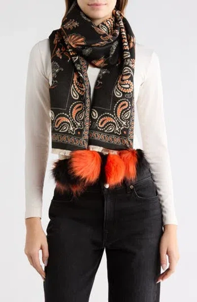 La Fiorentina Floral Wrap Scarf In Black