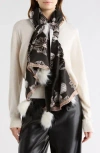 La Fiorentina Floral Wrap Scarf In Black