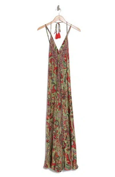 La Fiorentina Francesca Halter Tie Maxi Dress In Red