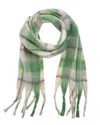 La Fiorentina Fringe Plush Scarf In Green