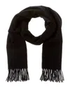 La Fiorentina Solid Scarf With Fringe Border In Black
