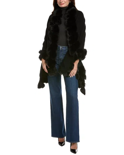 La Fiorentina Fringe Wool Wrap In Black