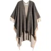 La Fiorentina Fringed Ruana In Grey