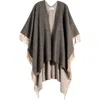 La Fiorentina Fringed Ruana In Grey