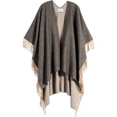 La Fiorentina Fringed Ruana In Grey