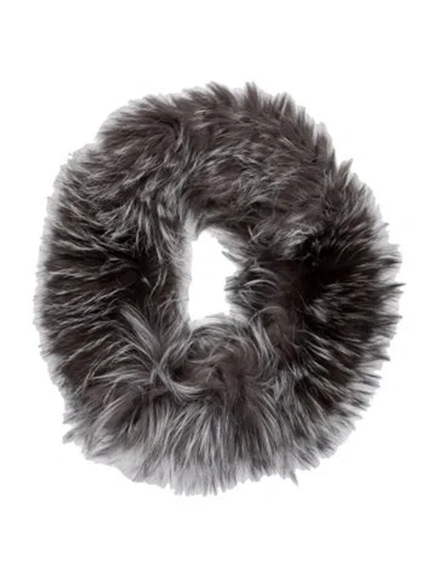 Pre-owned La Fiorentina Fur Animal Print Scarf In Grey