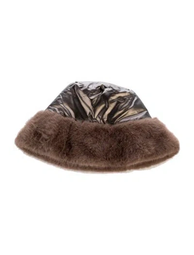 Pre-owned La Fiorentina Fur Bucket Hat In Brown