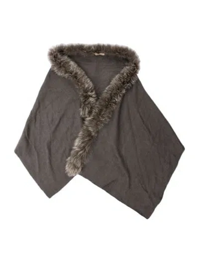 Pre-owned La Fiorentina Gray Fox Shawl In Grey