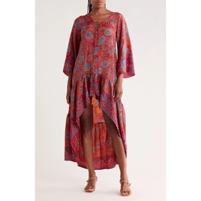 La Fiorentina High Low Tunic Dress In Red