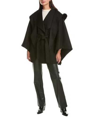 La Fiorentina Hooded Cape In Black