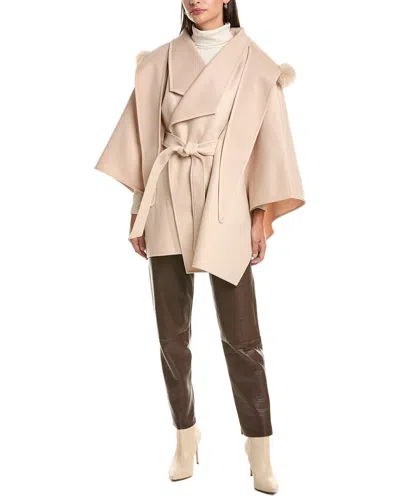 La Fiorentina Hooded Cape In Neutral