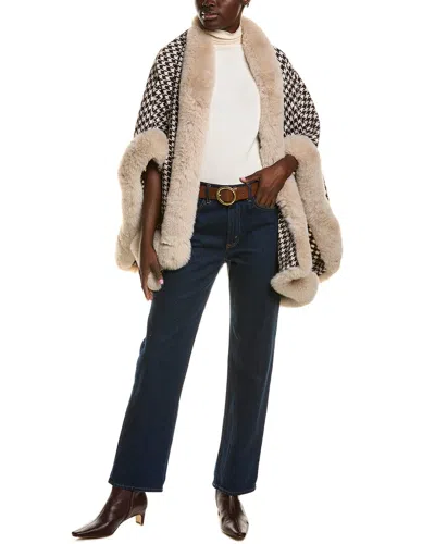 La Fiorentina Houndstooth Ruana In Brown