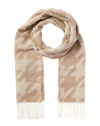 La Fiorentina Jacquard Houndstooth Scarf In Beige