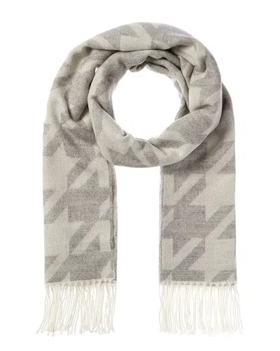 La Fiorentina Jacquard Houndstooth Scarf In Grey