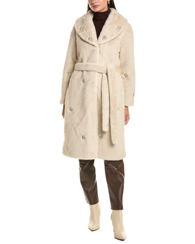 La Fiorentina Jewels Coat In Neutral