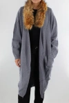 La Fiorentina Knit Cardigan With Faux Fur Collar