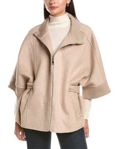 La Fiorentina Knit Detail Cape In Neutral