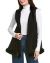 La Fiorentina Knit Wool & Rabbit Fur Cape In Black