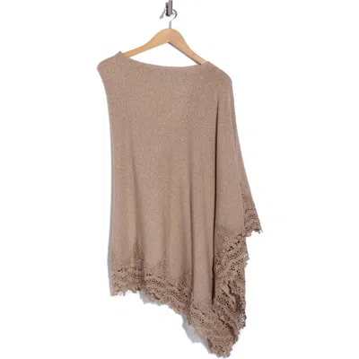 La Fiorentina Lace Trim Poncho In Brown