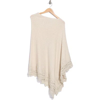 La Fiorentina Lace Trim Poncho In Neutral