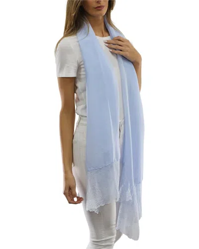 La Fiorentina Lace Embroidery Trim Scarf In Blue