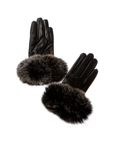 La Fiorentina Leather Gloves In Black