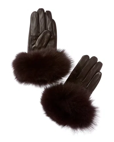 La Fiorentina Leather Gloves In Brown