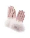 La Fiorentina Leather Gloves, Pink In Pink