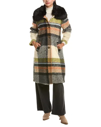La Fiorentina Long Length Wool-blend Coat In Multi