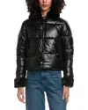 La Fiorentina Metallic Puffer Jacket In Black