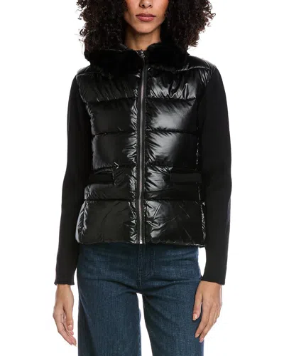 La Fiorentina Metallic Puffer Jacket In Black