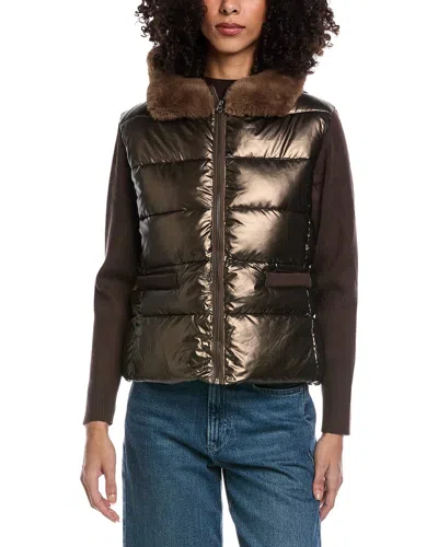 La Fiorentina Metallic Puffer Jacket In Multi