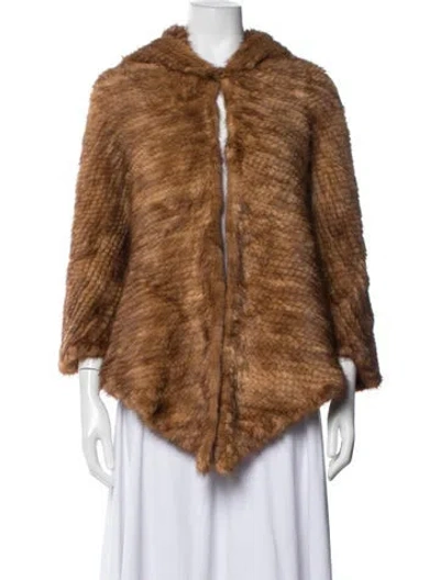 Pre-owned La Fiorentina Mink Faux Fur Coat In Brown