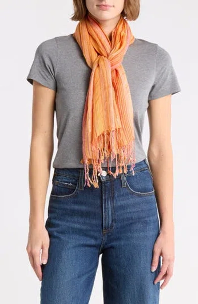 La Fiorentina Multicolored Stripe Scarf In Orange