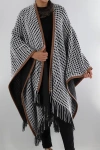 La Fiorentina Oversized Open Knit Ruana With Fringe