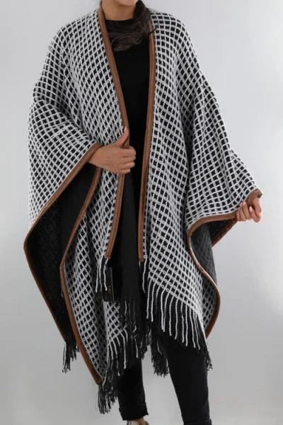 La Fiorentina Oversized Open Knit Ruana With Fringe
