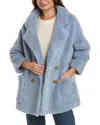 La Fiorentina Oversized Wool-blend Teddy Coat In Blue