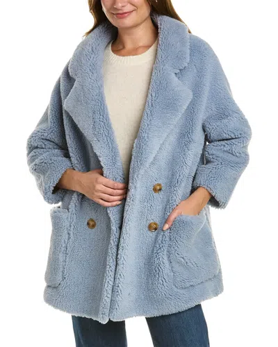La Fiorentina Oversized Wool-blend Teddy Coat In Blue