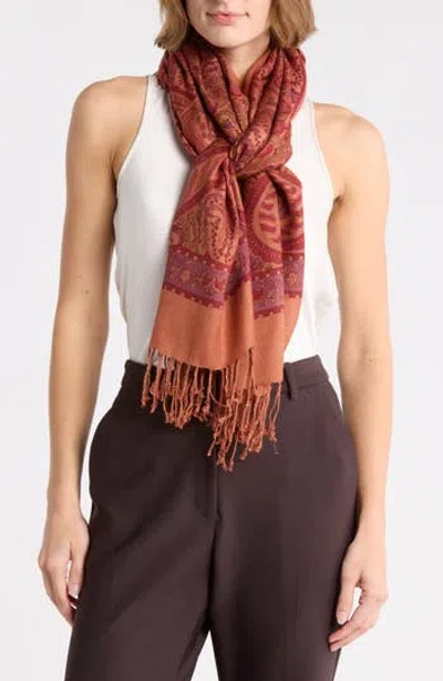 La Fiorentina Paisley Print Scarf In White