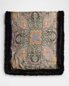 La Fiorentina Paisley-print Wrap With Faux Fur Trim In Black