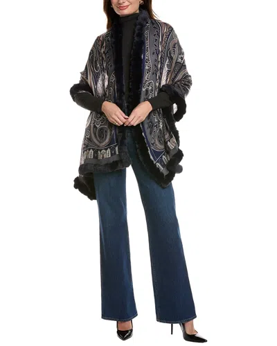 La Fiorentina Paisley Wool Wrap In Blue