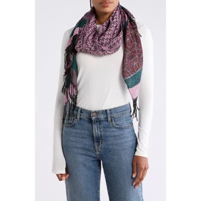 La Fiorentina Plaid And Paisley Scarf In Light Pink