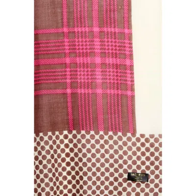 La Fiorentina Plaid & Polka Dot Wool Shawl In Pink