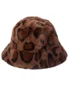 La Fiorentina Plush Animal Print Hat In Brown