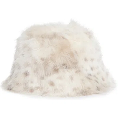 La Fiorentina Plush Faux Fur Bucket Hat In Neutral
